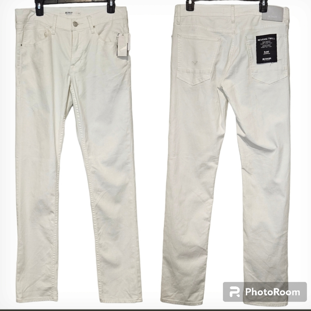 Nwt Hudson Mens Blake Slim Straight White Twill Jeans Size 31 — image 3 of 8
